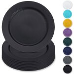 Assiettes en plastique r�utilisables - dok - noir - 8 pi�ces - 25 cm - plates - vaisselle � salade - ...