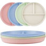 Assiette plate - 22 cm - incassable - 4 assiettes rondes - r�utilisable � 3 compartiments