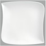 Set de 4 assiettes plates carr�e design vague - 30 cm x 30 cm - porcelaine