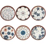 Assiettes plates en c�ramique - vetobiol - lot de 6 - 23 cm - multicolore - passe au four - passe au ...