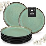 Assiettes plates en gr�s - vetobiol - ensemble de 6 - 26 cm - vert - passe au lave - vaisselle - passe ...