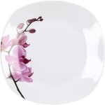 Assiette plate kyoto - van well - 250 x 250 mm - porcelaine - dcor fleur dorchide - rose - rouge