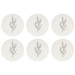 Assiette en porcelaine cottage 20 cm (lot de 6) blanc et gris