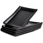 Assiettes rectangulaires en m�lamine - vetobiol - lot de 5 - 19x13x2 cm - noir mat - passe au lave - ...