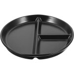 Assiette de repas - marque - ronde divis�e - c�ramique - 3 compartiments - noir
