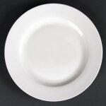 Assiettes rondes en porcelaine blanche 200 mm � bord large lumina - lot de 6
