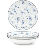 Assiettes � salade en porcelaine - vetobiol - 20 cm - 4 pi�ces - bleu - fleurs - passe au lave - vaisselle ...
