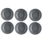 Lot de 6 assiettes creuses - colorama - d 22 cm - gris