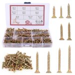 Assortiment de vis � bois autotaraudeuses - 360 pi�ces m3 / m35 / m4 - set � t�te frais�e avec bo�te ...