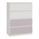 Aster t4 - commode moderne 4 tiroirs - 97x70x40 - meuble de rangement enfant - blanc et rose