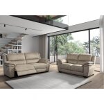 Astio - canap� relax electrique 3 places + canap� 2 places fixe tissu beige