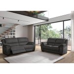 Astio - canap� relax electrique 3 places + canap� 2 places fixe tissu gris fonc�