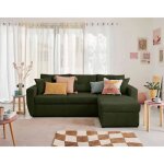 Astoria - canap� dangle r�versible 4 places - convertible avec coffre - en tissu textur� - vert