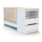 At4 - combin lit bb volutif en bois carrousel blanc et htre verni 60 x 120 cm blanc et htre verni ...