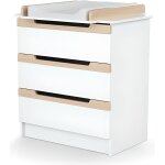 At4 - commode � langer 3 tiroirs en bois carrousel blanc et h�tre verni blanc et h�tre verni - taille ...