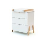 At4 - commode � langer 3 tiroirs en bois pirate blanc et h�tre blanc et h�tre - taille unique