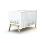 At4 - lit bb en bois canaille winnie blanc et htre 60 x 120 cm blanc et htre - taille unique