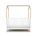 At4 - lit cabane b�b� �volutif en bois kasa 70 x 140 cm blanc et h�tre verni - taille unique
