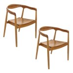 Atmosphera - lot de 2 fauteuils � d�ner en teck naturel miyako - marron