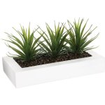 Centre de table keiko 3 aloe vera artificielle blanc h17cm - atmosphera cr�ateur dint�rieur