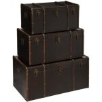 Set de 3 malles british flower noir l61 / 71 / 81cm - atmosphera cr�ateur dint�rieur