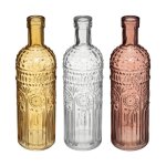 Set de 3 bouteilles folk verre d68cm - atmosphera createur dinterieur