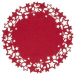 Atmosphera - lot de 6 sets de table de nol rond motifs toiles en feutrine diam. 38 cm - rouge