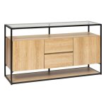 Atmosphera - buffet 2 portes et 2 tiroirs effet bois et verre aldea - beige