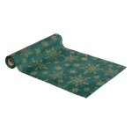 Atmosphera - chemin de table de nol flocon effet velours - vert et dor
