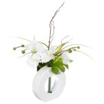 Atmosphera - composition florale vase blanc - hauteur 44 cm - orchid�e fleur blanche