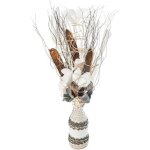 Composition florale artificielle vase osier h50cm - atmosphera createur dinterieur