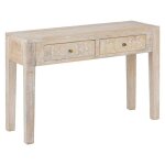 Atmosphera - console 2 tiroirs en bois massif shirel - beige