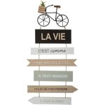 Atmosphera - d�co murale en bois pancarte avec citation v�lo 28 x 56 cm6