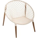 Fauteuil raina teck tress� coton blanc - atmosphera createur dinterieur