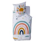 Atmosphera kids - parure de lit enfant arc en ciel - 100% coton 57 fils - 140 x 200 cm
