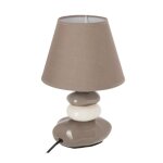 Atmosphera - lampe de chevet en c�ramique h31 d 205 x h 31 cm galet taupe �cru / taupe