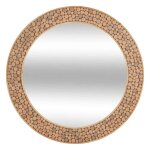 Atmosphera - miroir en bois rondin - diam 90 cm - marron