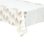 Atmosphera - nappe de nol rectangulaire motifs sapins - l. 140 x 240 cm - blanc et dor