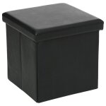 Atmosphera - pouf carr� pliant - pvc - noir