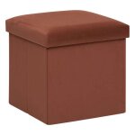Atmosphera - pouf de rangement pliable en velours - terracotta