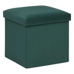 Atmosphera - pouf de rangement pliable en velours - vert cdre