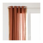 Atmosphera - rideau � ?illets en coton terracotta et frange de jute 140 x 260 cm