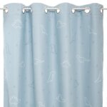 Rideau occultant enfant glow dinosaure bleu clair 140x250cm - atmosphera createur dinterieur