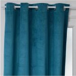 Rideau occultant otto velours - � oeillets - bleu canard 140x260 cm - bleu canard - atmosphera createur ...