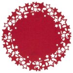 Atmosphera - set de table de nol rond motifs toiles en feutrine diam. 38 cm - rouge