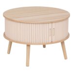 Atmosphera - table basse ronde 2 portes en bois nyos - beige