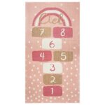 Atmosphera - tapis enfant rectangulaire marelle - 80 x 150 cm - rose