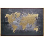 Atmosphera - toile imprimée avec cadre thème carte du monde 58 x 88 cm noir / doré Atmosphera - toile imprimée avec cadre thème carte du monde 58 x 88 cm noir / doré