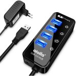 Hub usb 3. 0 - atolla - 4 ports - interrupteurs individuels - port de chargement intelligent - noir
