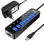 Hub usb 3. 0 - atolla - 7 ports - alimentation externe 5v / 4a - interrupteurs indpendants - noir